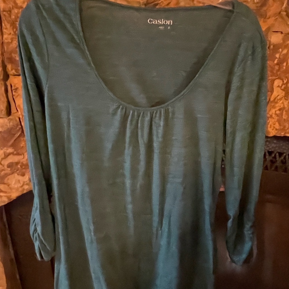 Caslon Large Green scoop neck knit top